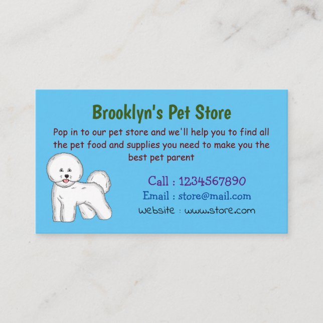 Bichon frise dog cartoon illustration  business card (Front)
