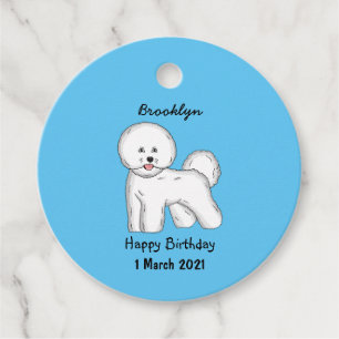 Bichon frise dog cartoon illustration  favour tags