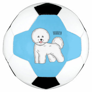 Bichon frise dog cartoon illustration football