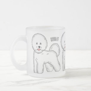 Bichon frise dog cartoon illustration frosted glass coffee mug