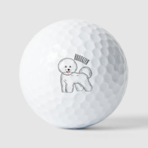 Bichon frise dog cartoon illustration golf balls