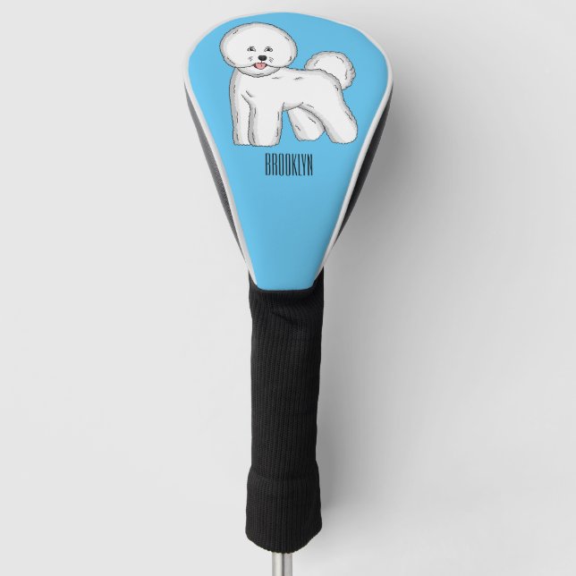 Bichon frise dog cartoon illustration  golf head cover (Front)