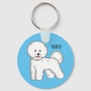 Bichon frise dog cartoon illustration key ring