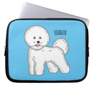 Bichon frise dog cartoon illustration laptop sleeve