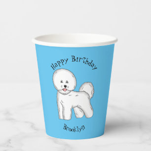 Bichon frise dog cartoon illustration paper cups