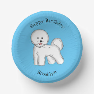 Bichon frise dog cartoon illustration  paper plate