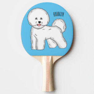 Bichon frise dog cartoon illustration ping pong paddle