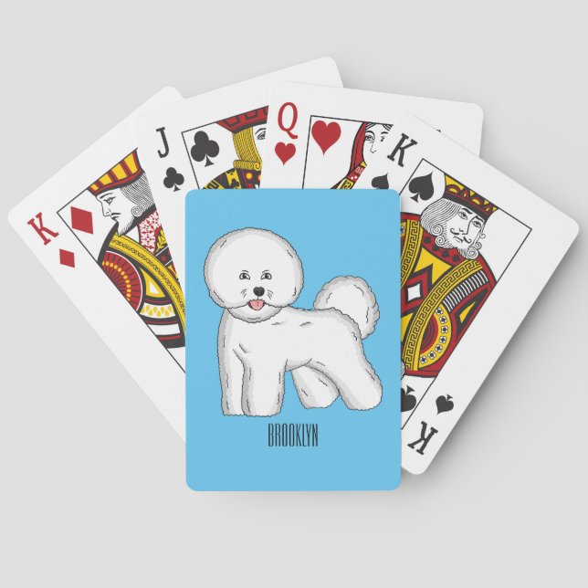 Bichon frise dog cartoon illustration playing cards (Back)