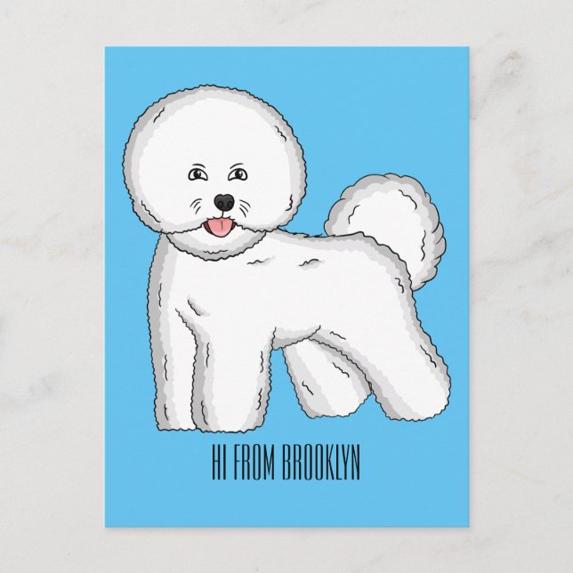 Bichon frise dog cartoon illustration  postcard (Front)