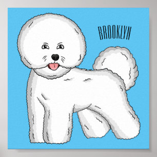 Bichon frise dog cartoon illustration  poster