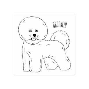 Bichon frise dog cartoon illustration  rubber stamp