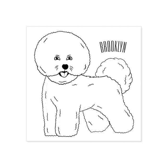 Bichon frise dog cartoon illustration  rubber stamp (Imprint)