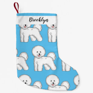 Bichon frise dog cartoon illustration  small christmas stocking