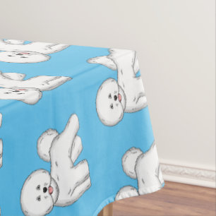 Bichon frise dog cartoon illustration tablecloth