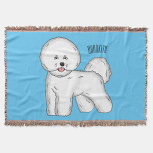 Bichon frise dog cartoon illustration throw blanket