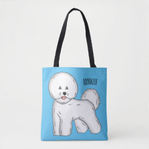 Bichon frise dog cartoon illustration tote bag