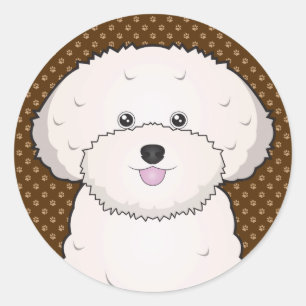 Bichon Frise Dog Cartoon Paws Classic Round Sticker