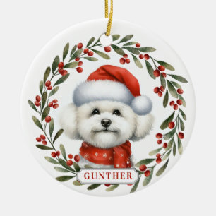 Bichon Frise Dog Ceramic Circle Ornament