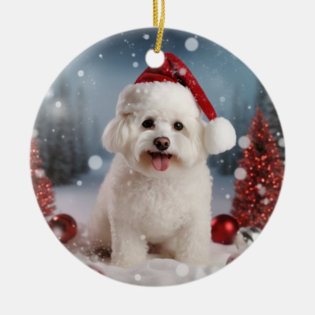 Bichon Frise Dog Christmas Keepsake Ornament (Front)
