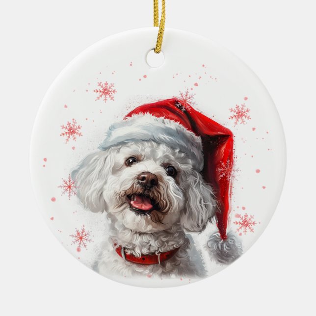 Bichon Frise Dog Christmas Personalized Ceramic Tree Decoration (Front)