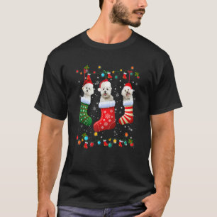 Bichon Frise Dog Christmas Socks Xmas Pajama Dog T-Shirt
