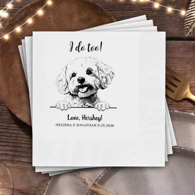 Bichon Frise Dog Drawing Personalised I Do Too  Napkin (Creator Uploaded)