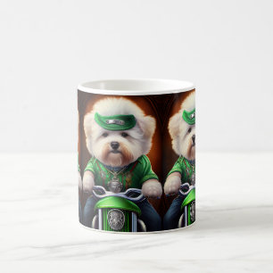 Bichon Frisé Dog Driving Bike St. Patrick's Day Coffee Mug