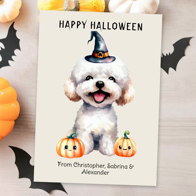 Bichon Frise Dog Happy Halloween Holiday Card (Creator Uploaded)