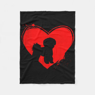 Bichon Frise Dog Heart Shape Valentine Dog Lovers Fleece Blanket