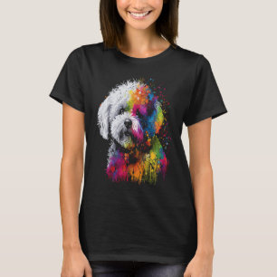 Bichon Frise Dog Painting Watercolor Paint Colorfu T-Shirt