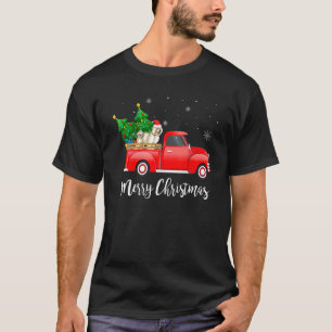 Bichon Frise Dog Riding Red Truck Christmas T-Shirt