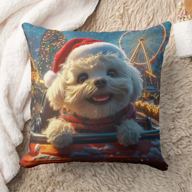 Bichon Frise Dog Roller Coaster Christmas Cushion (Blanket)