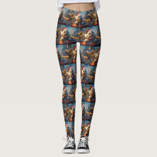 Bichon Frise Dog Roller Coaster Christmas Leggings