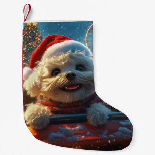 Bichon Frise Dog Roller Coaster Christmas Small Christmas Stocking