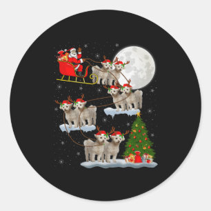 Bichon Frise Dog Santa Sleigh Flying Funny Magical Classic Round Sticker
