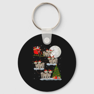 Bichon Frise Dog Santa Sleigh Flying Funny Magical Key Ring