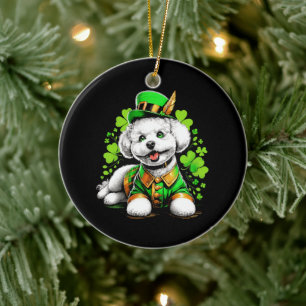 Bichon Frise Dog St Patrick's Day Ceramic Tree Decoration