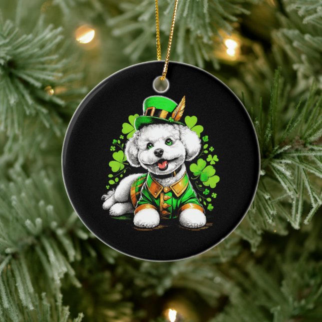 Bichon Frise Dog St Patrick's Day Ceramic Tree Decoration (Tree)
