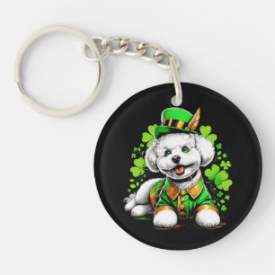 Bichon Frise Dog St Patrick's Day Key Ring