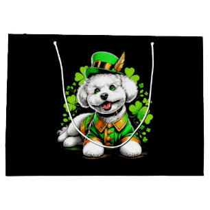 Bichon Frise Dog St Patrick's Day Large Gift Bag