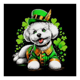 Bichon Frise Dog St Patrick's Day Poster