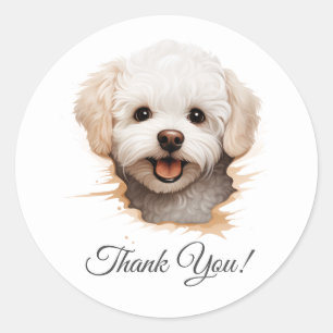 Bichon Frise Dog Thank You Classic Round Sticker
