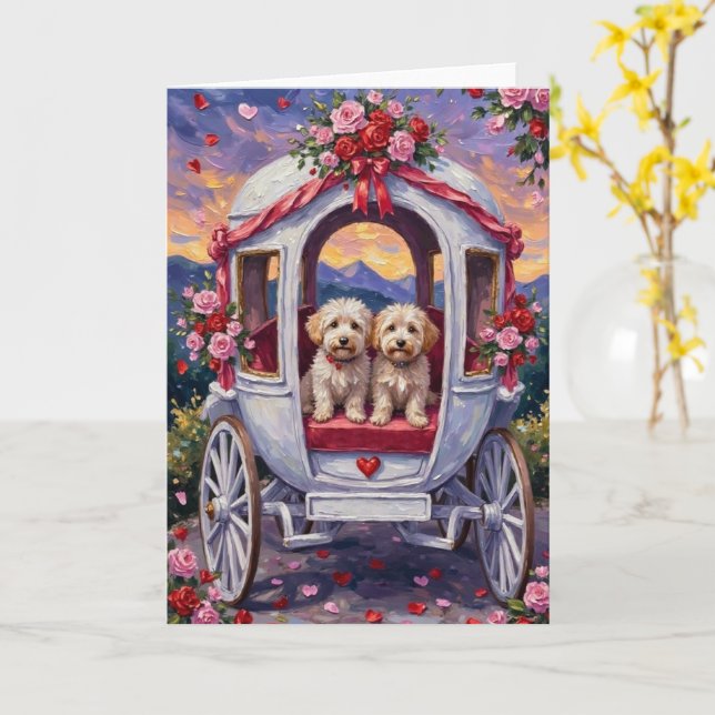 Bichon Frise Dog Valentine's Day Card (Yellow Flower)