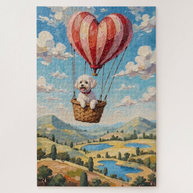 Bichon Frise Dog Valentine's Day Heart Balloon Jigsaw Puzzle (Vertical)