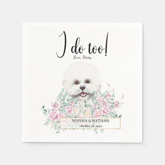 Bichon Frise Dog Wedding Cocktail Napkins (Front)