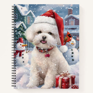 Bichon Frise Dog Winter Wonderland Christmas Joy Notebook