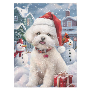 Bichon Frise Dog Winter Wonderland Christmas Joy Tablecloth