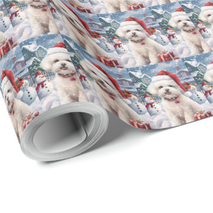 Bichon Frise Dog Winter Wonderland Christmas Joy Wrapping Paper