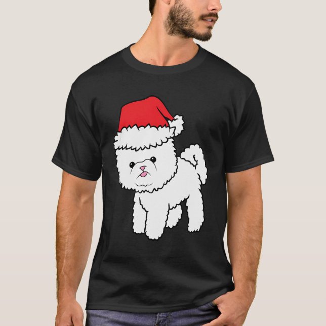 Bichon Frise Dog With Santa Hat Christmas Bichon F T-Shirt (Front)