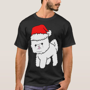 Bichon Frise Dog With Santa Hat Christmas Bichon F T-Shirt